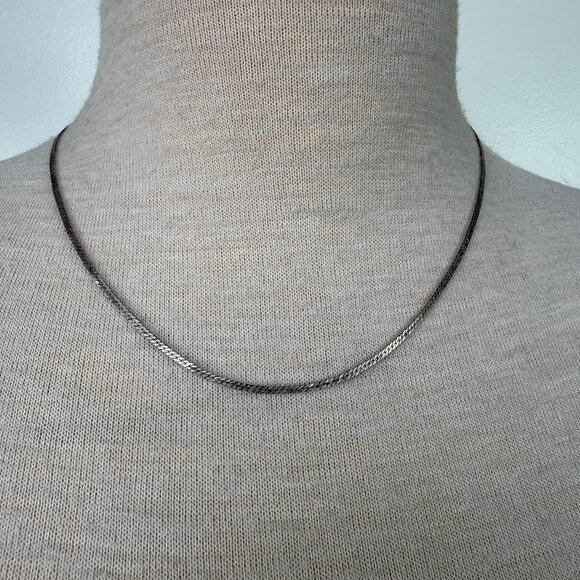 Vintage Jewelry - Vintage Sterling Silver Herringbone Chain Necklace 19"